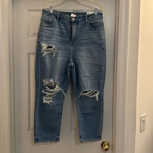Ripped Curvy American Eagle Mom Cropped Jean